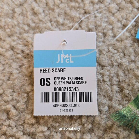 NWT J. McLaughlin Wool Scarf Lightweight Reed Scarf Tropical Palm Leaves - Picture 2 of 9